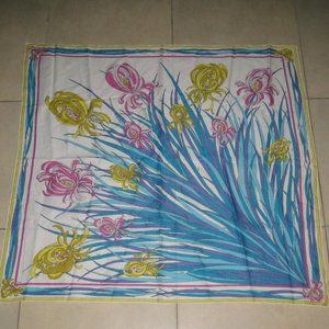 ❤️EMILIO PUCCI Retro Op Art Floral Bouquet Scarf 34" x 33"